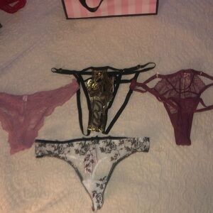 Victoria's Secret Lace Panties Set - Pink, Black, Burgundy